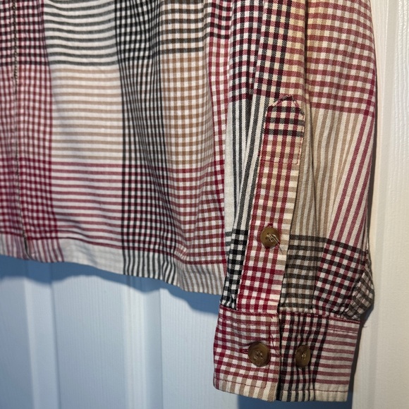 Red, Black and White Plaid Zip Up Collard Cottagecore 100% Cotton Jacket - Picture 4 of 14